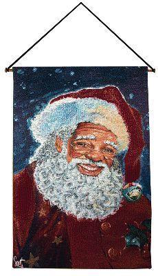 African American Santa Wall Hanging, 17inx26in - Winter Holidays D?cor Idea